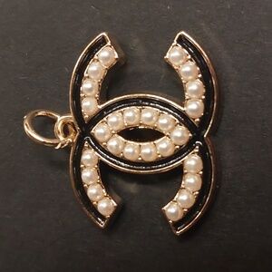 CC Logo Gold and Pearl Pendant Charm